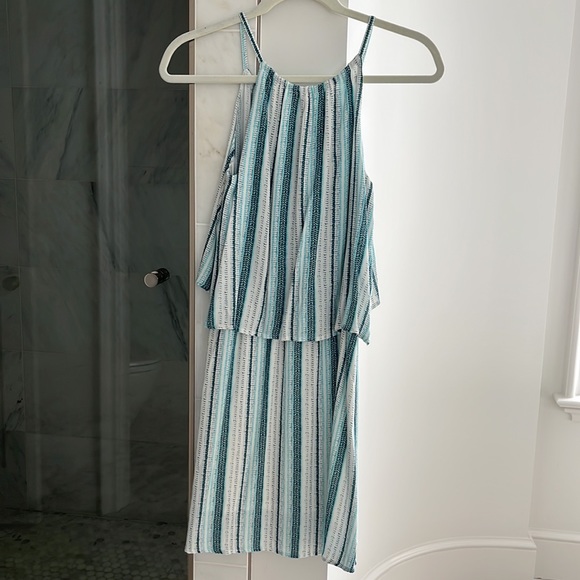 Splendid turquoise striped sleeveless 2 layer tiered dress. Size XS - Picture 4 of 4
